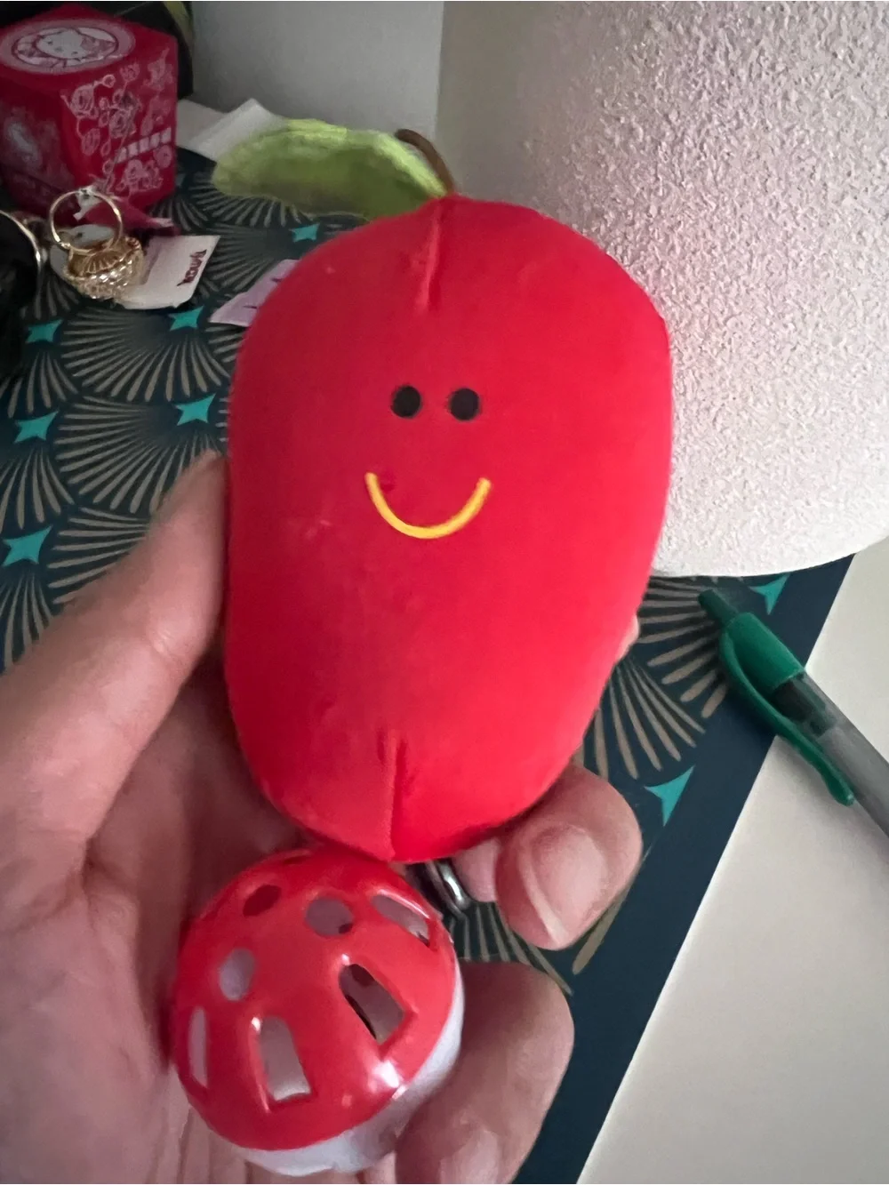 Red Smiling Plush Toy and Jingly Ball for Cats - Cat Toy